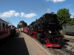 A Brocken bound train arrives at Wernigerode Westernor. 